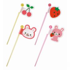 Zestaw do ozdabiania bento - pikery, widelczyki ozdobne - flagi KRÓLICZKI