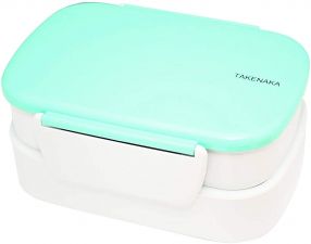 Dwupoziomowy, japoński lunchbox o pojemności 1,3 litra - widelec i przegródka w zestawie - Light Blue