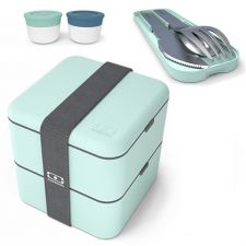 Zestaw Matcha: Lunchbox Monbento Square + sztućce + pojemniczki na sosy
