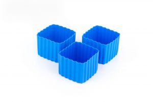 Zestaw 3 kwadratowych, silikonowych pojemniczków do Little Lunch box - niebieskie