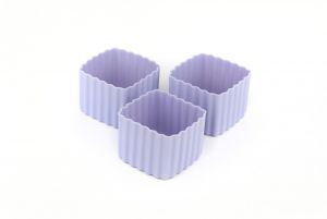 Zestaw 3 kwadratowych, silikonowych pojemniczków do Little Lunch box - purpurowe
