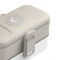 Dwupoziomowy lunchbox z 4 przegródkami i ze sztućcami w zestawie - Warm Grey 1,2