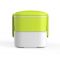 Dwupoziomowy szczelny lunchbox z 4 przegródkami i sztućcami w zestawie - Green White 1,2 litra