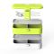 Dwupoziomowy szczelny lunchbox z 4 przegródkami i sztućcami w zestawie - Green White 1,2 litra