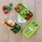 Dwupoziomowy lunchbox z 4 przegródkami i sztućcami w zestawie - Dark Grey Green 1,2 l