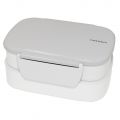 Dwupoziomowy, japoński lunchbox o pojemności 1,3 litra - widelec i przegródka w zestawie - Glacier Gray