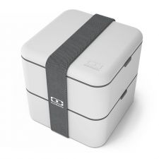 MONBENTO Square Coton (jasno-szary) - dwupoziomowy lunchbox