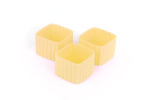 Zestaw 3 kwadratowych, silikonowych pojemniczków do Little Lunch box - Square Yellow