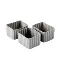 Zestaw 3 kwadratowych, silikonowych pojemniczków do Little Lunch box - Small Rectangle Grey