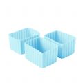 Zestaw 3 kwadratowych, silikonowych pojemniczków do Little Lunch box - Small Rectangle Light Blue