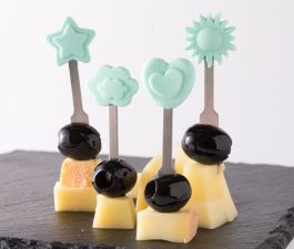 Ozdobne widelczyki, pikery ze stali nierdzewnej - zestaw Na niebie 4 szt