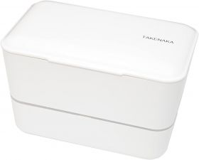 Bento box Takenaka Expanded Double White 1,15 litra + widelec i przegródka w zestawie