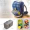 Dwupoziomowy lunchbox z 4 przegródkami i sztućcami w zestawie - Eseasons Dark Grey Orange 1,2 l