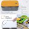 Dwupoziomowy lunchbox z 4 przegródkami i sztućcami w zestawie - Eseasons Dark Grey Orange 1,2 l