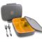 Lunchbox z 5 przegródkami i sztućcami w zestawie - Eseasons 5 Dark Grey Orange 1,3 litra
