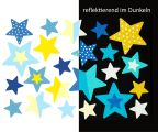 Wodoodporne, odblaskowe naklejki ma lunchbox Jabalou - niebiesko-żółte gwiazdki