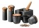 Żeliwny moździerz kuchenny do przypraw i ziół z tłuczkiem - SKEPPSHULT Walnut Mortar czarny