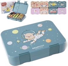 BEARFOOT bento lunchbox z 4/6 przegródkami dla dzieci 650 ml - miś astronauta (modułowy Yumbox)
