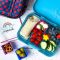 Zestaw 6 prostokątnych i kwadratowych silikonowych pojemniczków do lunchboxów - Yumbox Green/Blue