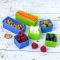 Zestaw 6 prostokątnych i kwadratowych silikonowych pojemniczków do lunchboxów - Yumbox Green/Blue