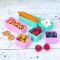 Zestaw 6 prostokątnych i kwadratowych silikonowych pojemniczków do lunchboxów - Yumbox Pink/Aqua