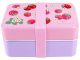 Dwupoziomowy, japoński lunchbox o pojemności 0,8 litra - truskawki - ozdobna torebka w zestawie