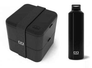 Zestaw czarny: Lunchbox Monbento Square + termos