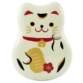 Japoński bento box z widelcem - biały kot Maneki Neko