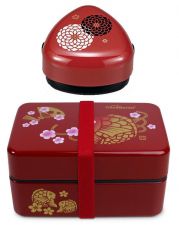 Zestaw czerwony Koi: Japoński bento box + pojemnik na ryż