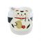 Japoński bento box z widelcem - biały kot przynoszący szczęście - Maneki Neko